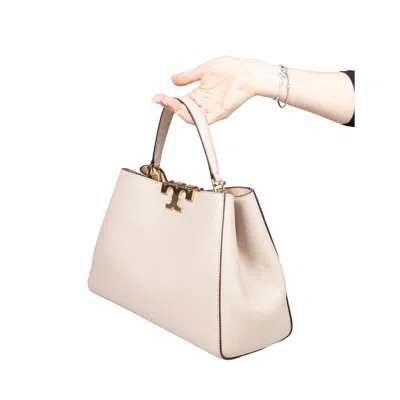 Tory Burch Eleanor Satchel Leather Bag In Stone In Neutral