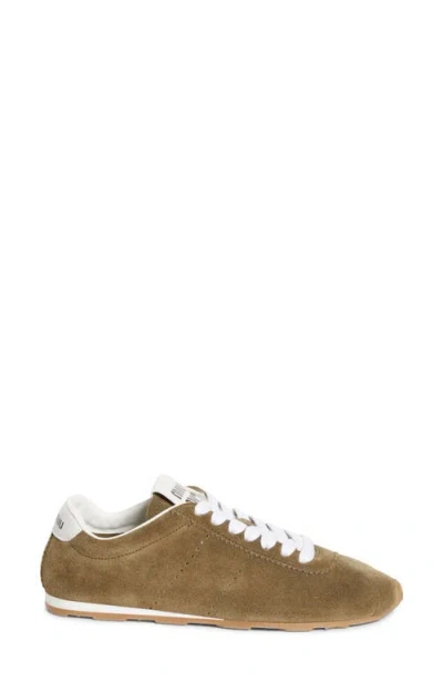 Miu Miu Cappuccino Suede Plume Sneakers In Brown