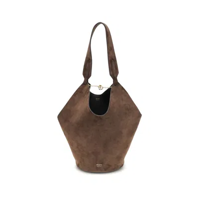 Khaite Brown Calf Leather Bos Taurus Shoulder Bag In Brown