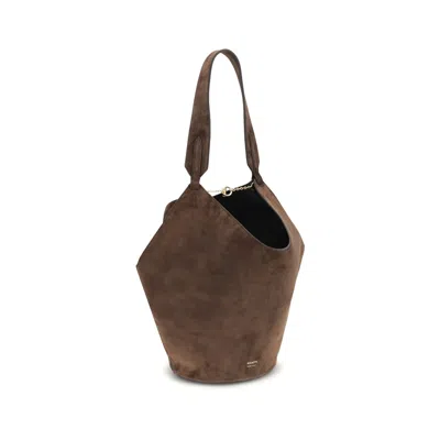 Khaite Brown Calf Leather Bos Taurus Shoulder Bag In Brown