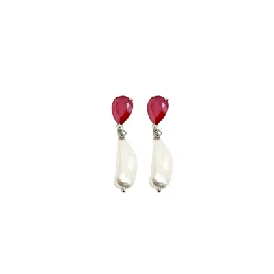 Iskra Women's Silver / Pink River Pearl Earrings - Coral Silver In Multi