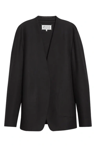 Maison Margiela Minimal Virgin Wool Blazer In Black