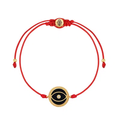 Karma And Luck Women's Red / Black Stabilizing Energy Black Onyx Evil Eye Red String Bracelet In Multi