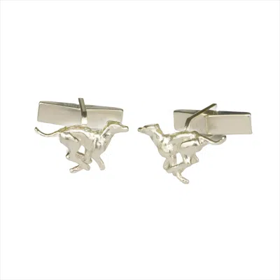 Simon Kemp Jewellers Men's Running Greyhound Cufflinks In Solid Sterling Silver In Silver