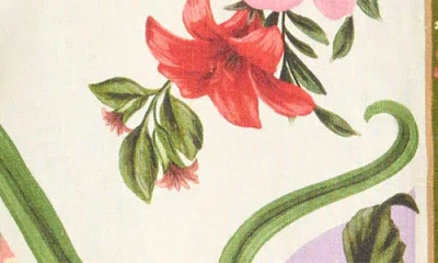 Farm Rio Wonder Multicolor Shirt With Lace Embroidered Classic Collar And All-over Floral Motif In Linen Blen