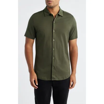 Robert Barakett Christopher Short Sleeve Pima Cotton Button-up Shirt In Green