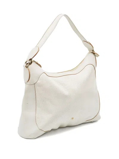 Pre-owned Aigner 2000s Leather Shoulder Bag In White