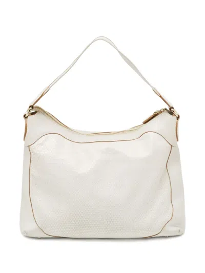 Pre-owned Aigner 2000s Leather Shoulder Bag In White