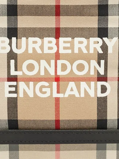 Pre-owned Burberry Check-print Lanyard Card Holder In Neutral