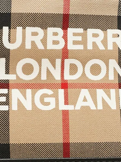 Pre-owned Burberry Check-print Lanyard Card Holder In Neutral