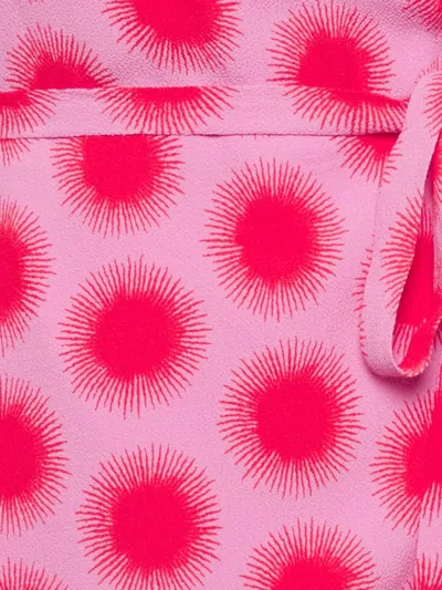 Pre-owned Diane Von Furstenberg Sun-print Wrap Mini Dress In Pink