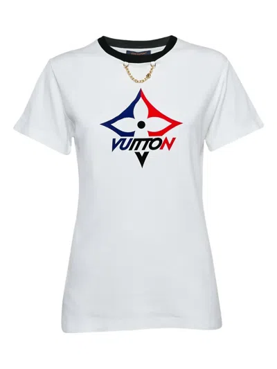 Pre-owned Louis Vuitton Monogram-print T-shirt In White