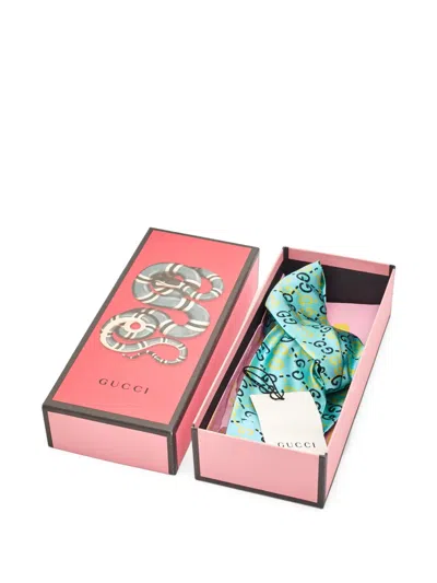 Pre-owned Gucci Gg-motif Knotted Headband In Blue