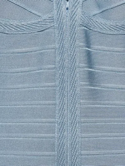 Pre-owned Herve Leger Crochet-trim Bandage Dress In Blue