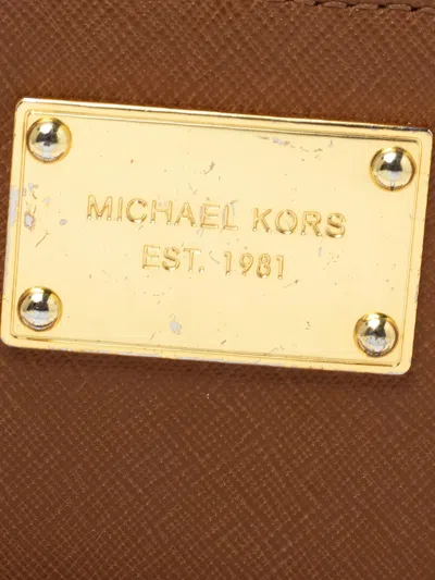 Pre-owned Michael Kors Vintage Logo-plaque Zip-around Wallet In Brown