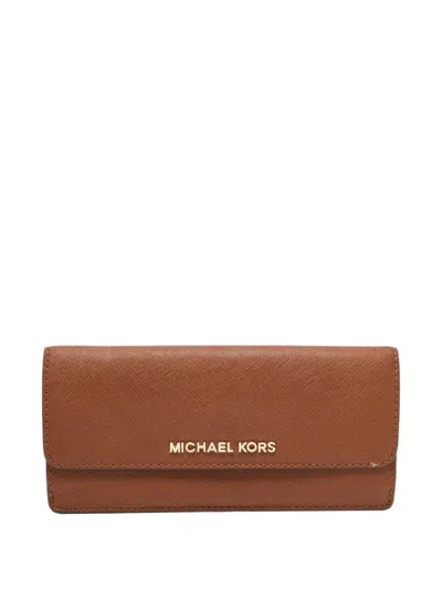 Pre-owned Michael Kors Vintage 2010 Jet Set Wallet In Brown