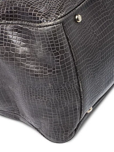 Pre-owned Emporio Armani Crocodile-embossed Leather Tote Bag In Green