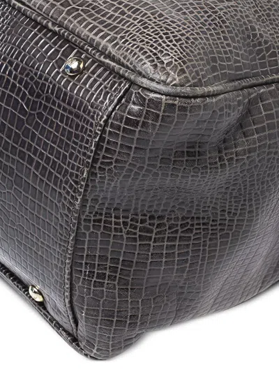 Pre-owned Emporio Armani Crocodile-embossed Leather Tote Bag In Green