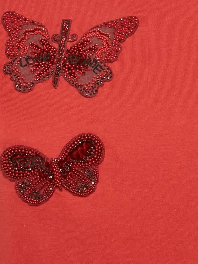 Pre-owned Valentino Butterfly-appliqué T-shirt In Red
