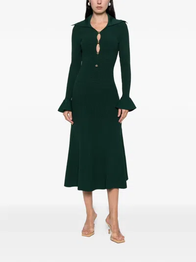 Self-portrait Collared Knitted Midi Dress In Multi