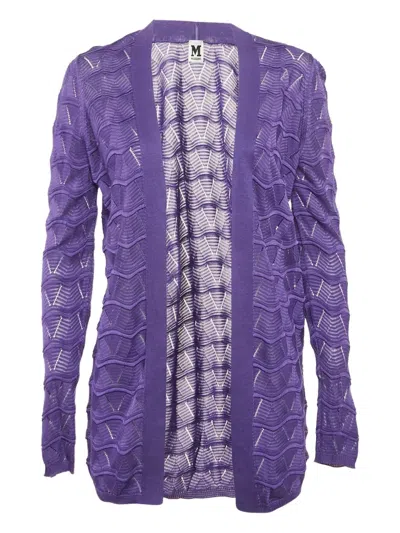 Pre-owned Missoni Chevron-knit Cardigan In Purple