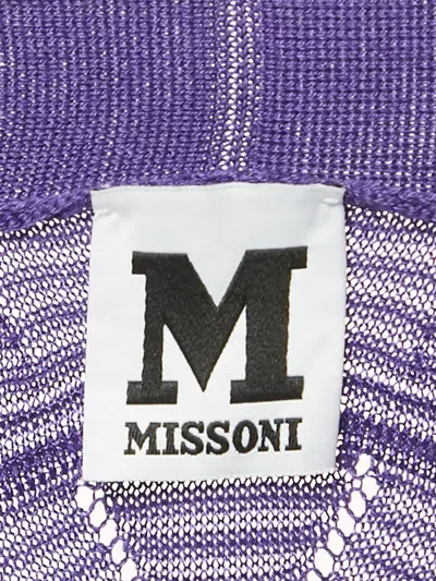 Pre-owned Missoni Chevron-knit Cardigan In Purple