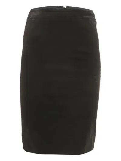 Pre-owned Gucci Velvet Zipped Skirt In Black