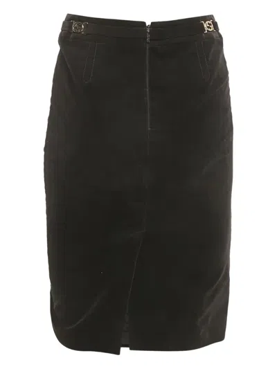 Pre-owned Gucci Velvet Zipped Skirt In Black