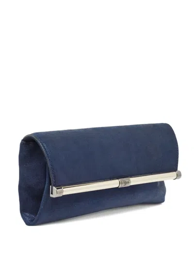 Pre-owned Diane Von Furstenberg Glitter Suede Clutch In Blue