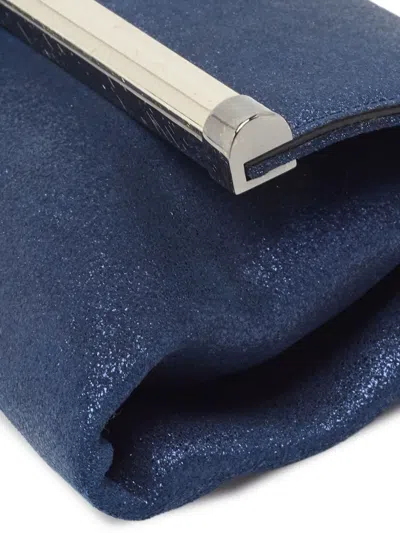 Pre-owned Diane Von Furstenberg Glitter Suede Clutch In Blue