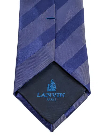 Pre-owned Lanvin Striped Silk Tie In Blue