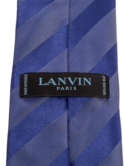 Pre-owned Lanvin Striped Silk Tie In Blue