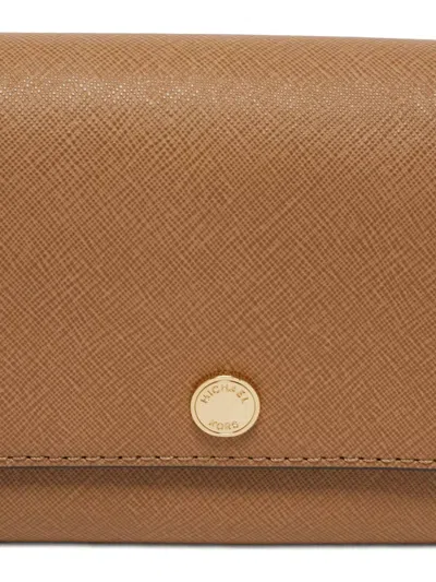 Pre-owned Michael Kors Saffiano Leather Wallet In Brown