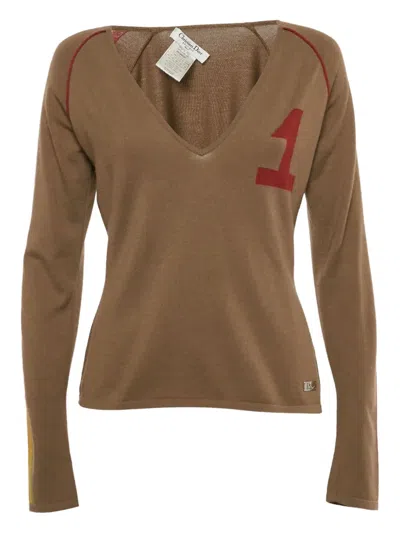 Pre-owned Dior John Galliano V-neck Sweater In Brown