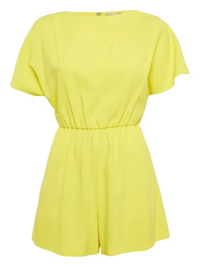 Pre-owned Alice And Olivia Ashlea Crepe-texture Playsuit In Yellow