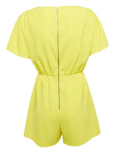 Pre-owned Alice And Olivia Ashlea Crepe-texture Playsuit In Yellow