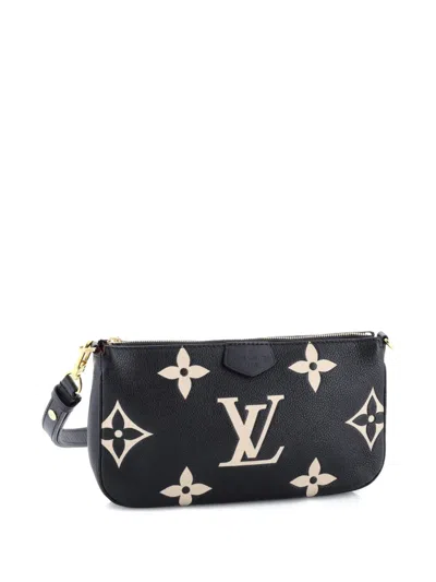 Pre-owned Louis Vuitton Multi Pochette Accessoires Bicolor Monogram Empreinte Giant Large Pouch In Black