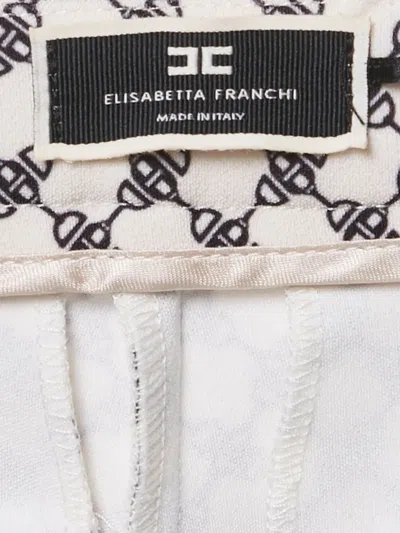 Pre-owned Elisabetta Franchi Logo-print Embellished-pocket Trousers In Neutral