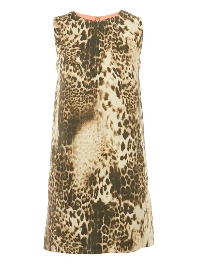 Pre-owned Maje Leopard-print Mini Dress In Brown
