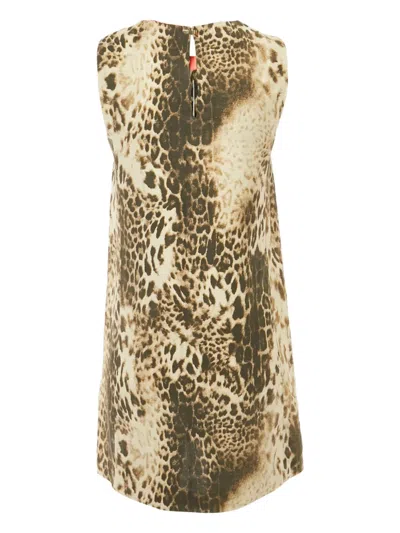 Pre-owned Maje Leopard-print Mini Dress In Brown