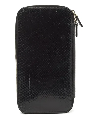 Pre-owned Dolce & Gabbana 2000s Snakeskin Zip-around Wallet In Black