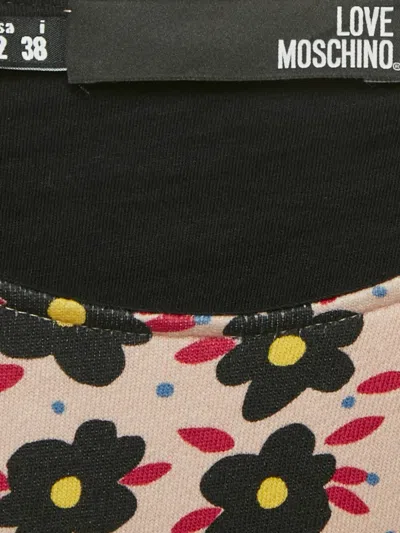 Pre-owned Love Moschino Floral-print Mini Dress In Neutral