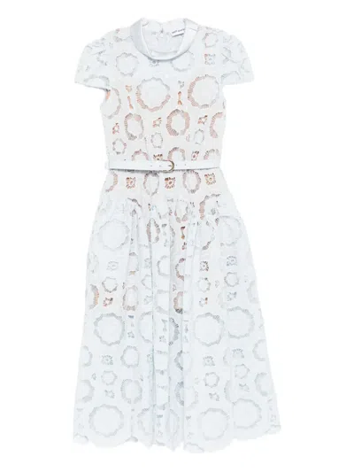 Self-portrait Floral Lace Midi Dress In White