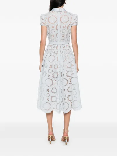 Self-portrait Floral Lace Midi Dress In White