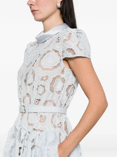 Self-portrait Floral Lace Midi Dress In White