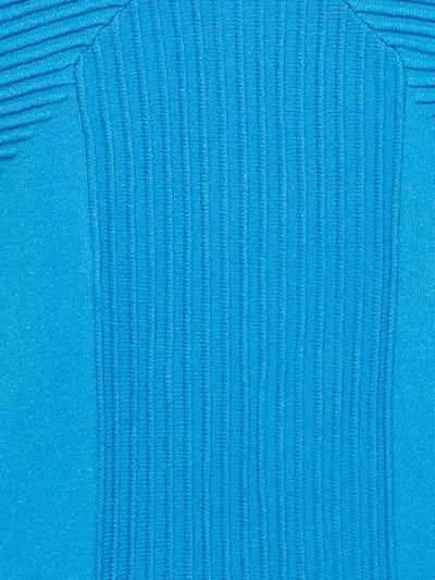 Pre-owned Versace Ribbed V-neck Top In Blue