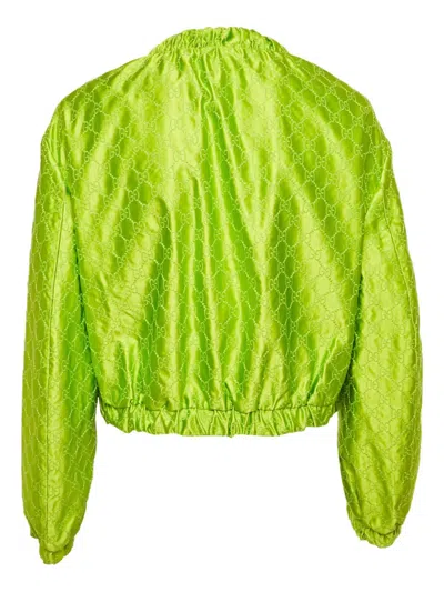 Pre-owned Gucci Gg-pattern Zip Jacket In Green