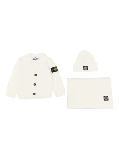 Stone Island Wool Blanket Set In White