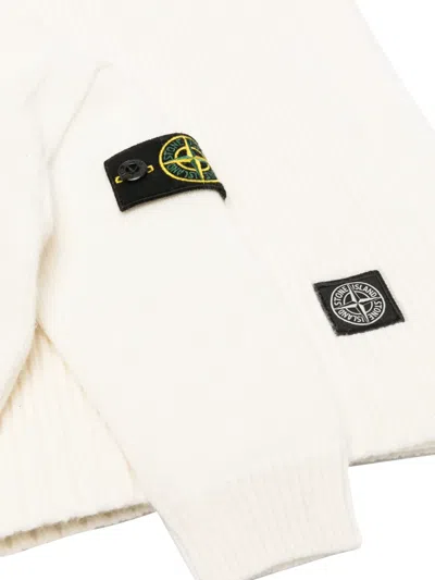 Stone Island Wool Blanket Set In White