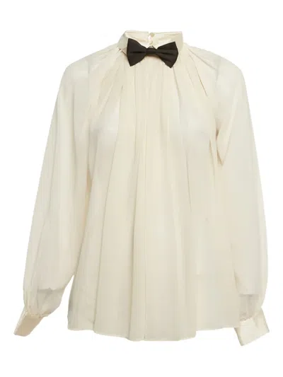 Pre-owned Elisabetta Franchi Bow-tie Blouse In Neutral